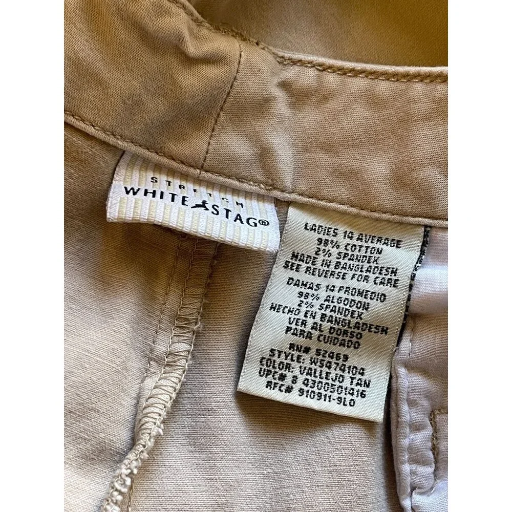 White Stag Beige/Tan Khaki Bermuda Women's Shorts Size 12 Cotton Stretch
